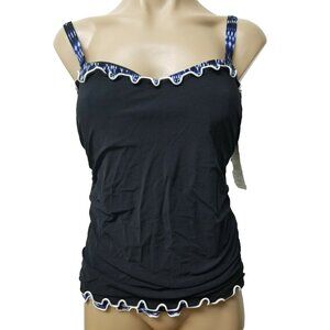NWT Profile by Gottex Black D Cup Swimsuit Tankini Top 34D $98